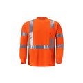 2W International High Viz Long Sleeve Birdseye T Shirt, Large, Orange, Class 3 TLB133C-3 L